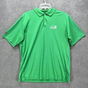Antigua Golf Polo Shirt Mens Size L Large Green short sleeves‎ collared henley